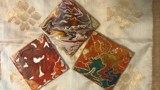 HANDCRAFTED FLUID ART REGULAR COASTERS- SET OF 3 - RESINVERSELUX- Where Art meets Soul