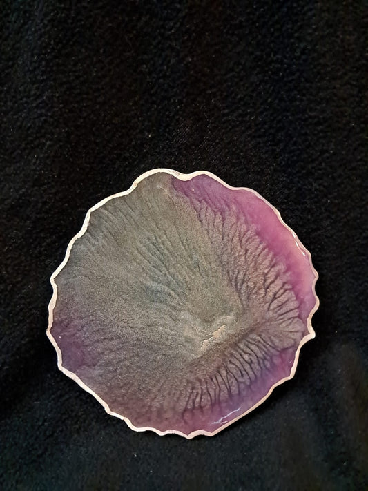 Deep Veins Resin Coaster – Pink, Grey Purple Agate Style (4 Inch) - RESINVERSELUX- Where Art meets Soul