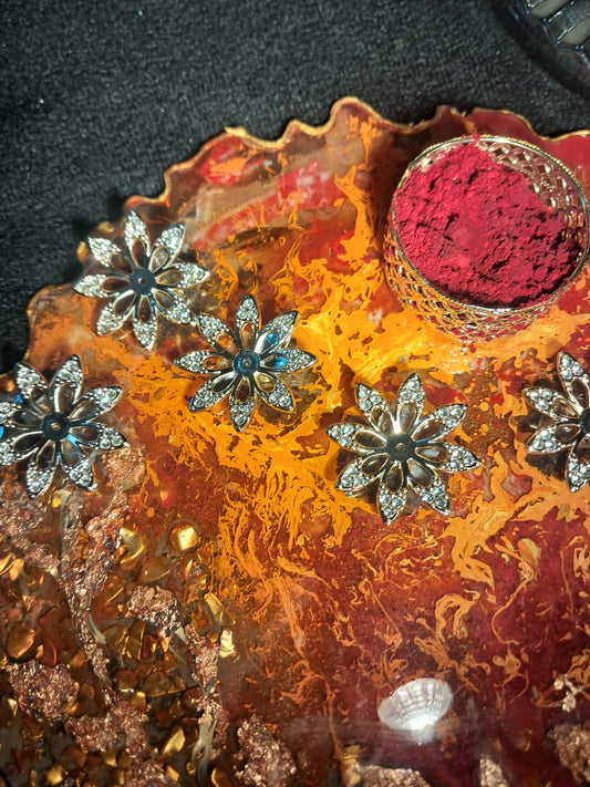 FESTIVE AGATE TRAY-ORANGE - RESINVERSELUX- Where Art meets Soul