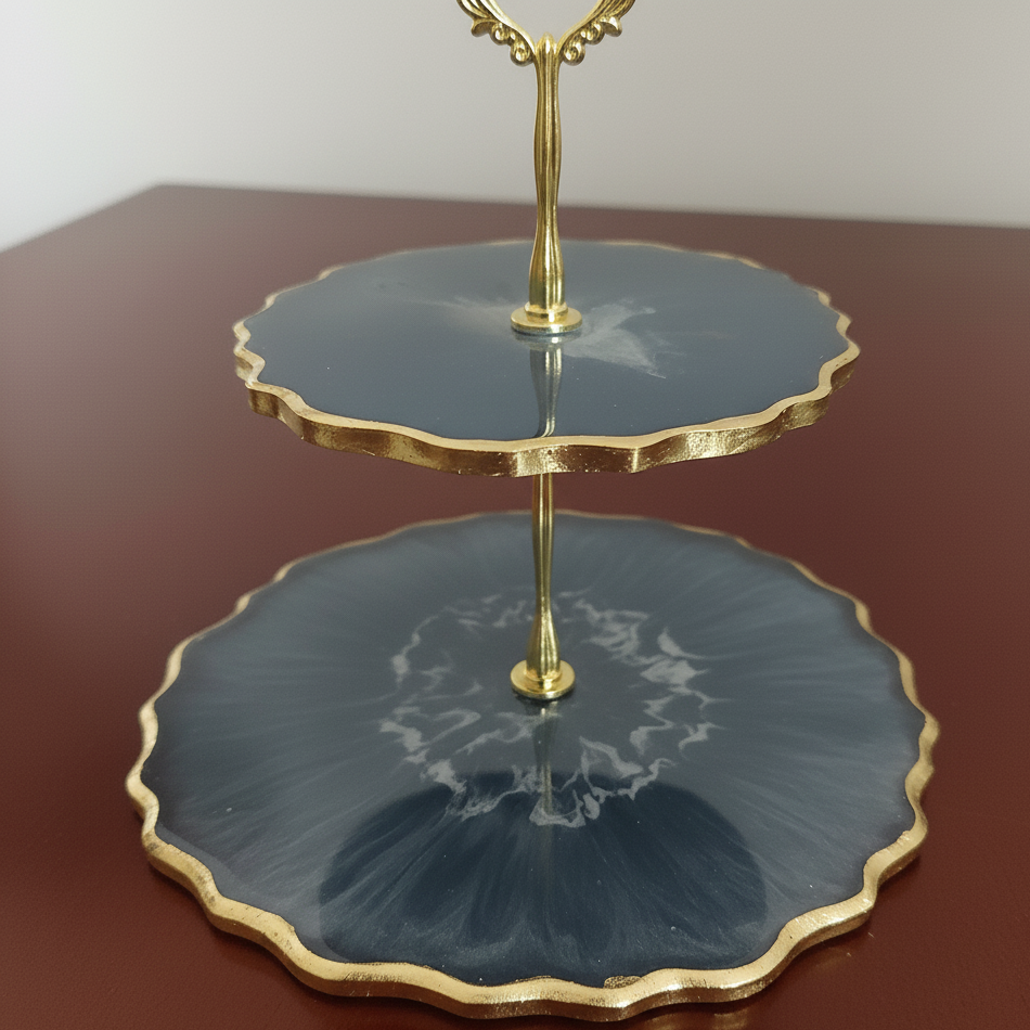 GOURMET STATEMENT- THE TIERED AGATE STAND - RESINVERSELUX- Where Art meets Soul