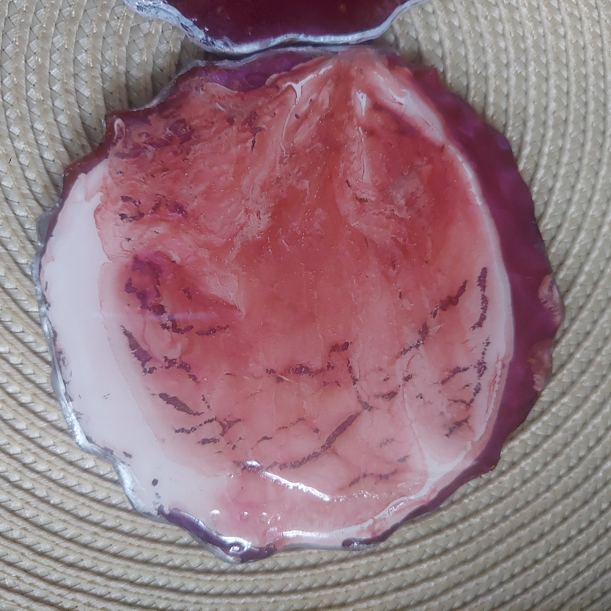 PURPLE- WHITE ABSTRACT COASTERS/ VANITY BASE - set of 2/4 - RESINVERSELUX- Where Art meets Soul