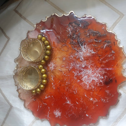 FESTIVE AGATE TRAY- Red - RESINVERSELUX- Where Art meets Soul