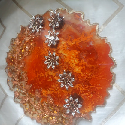FESTIVE AGATE TRAY-ORANGE - RESINVERSELUX- Where Art meets Soul