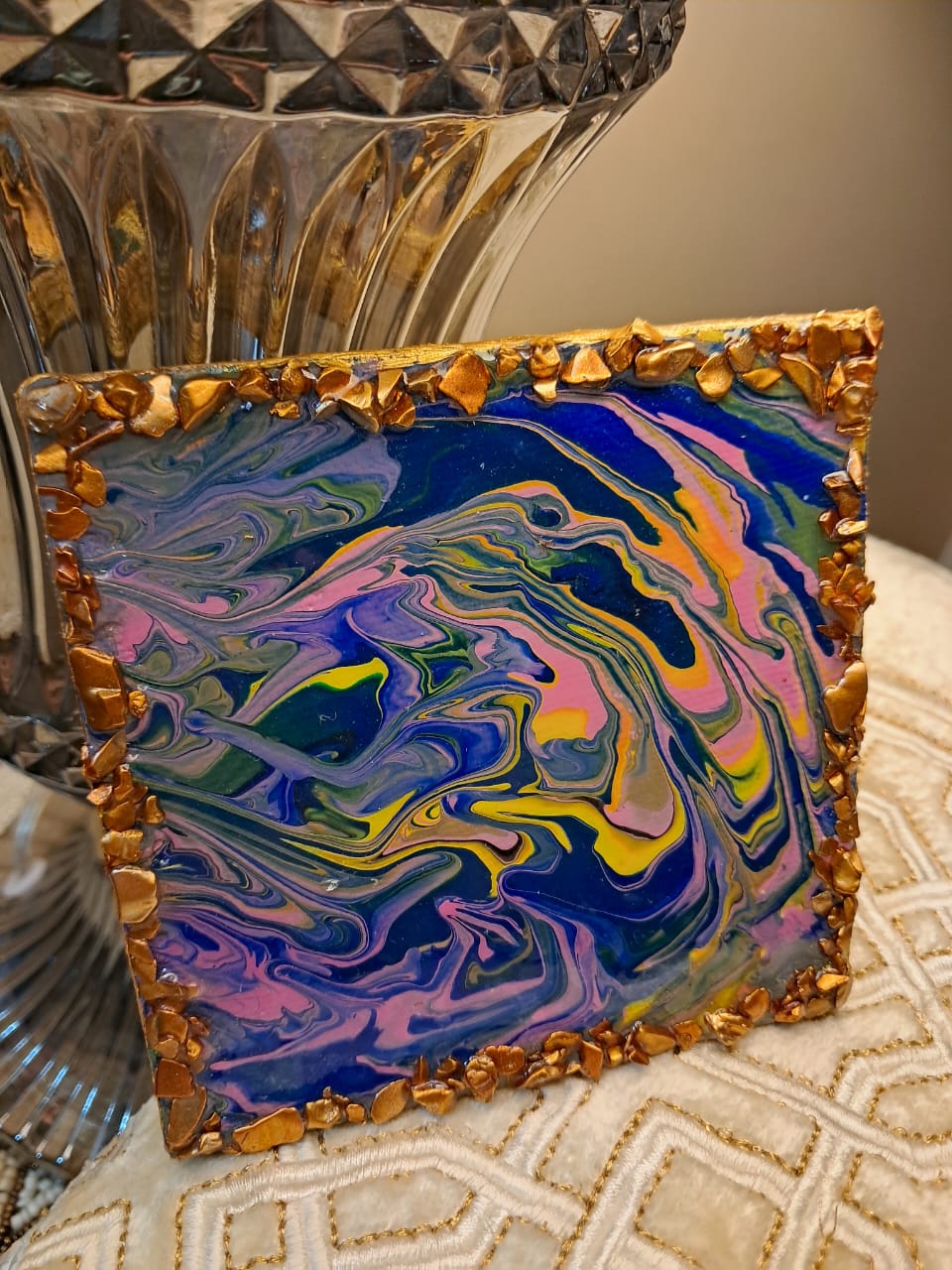 Handmade 4 Inch Resin Coaster | Fluid Art on Canvas | Luxury Home Décor - RESINVERSELUX- Where Art meets Soul