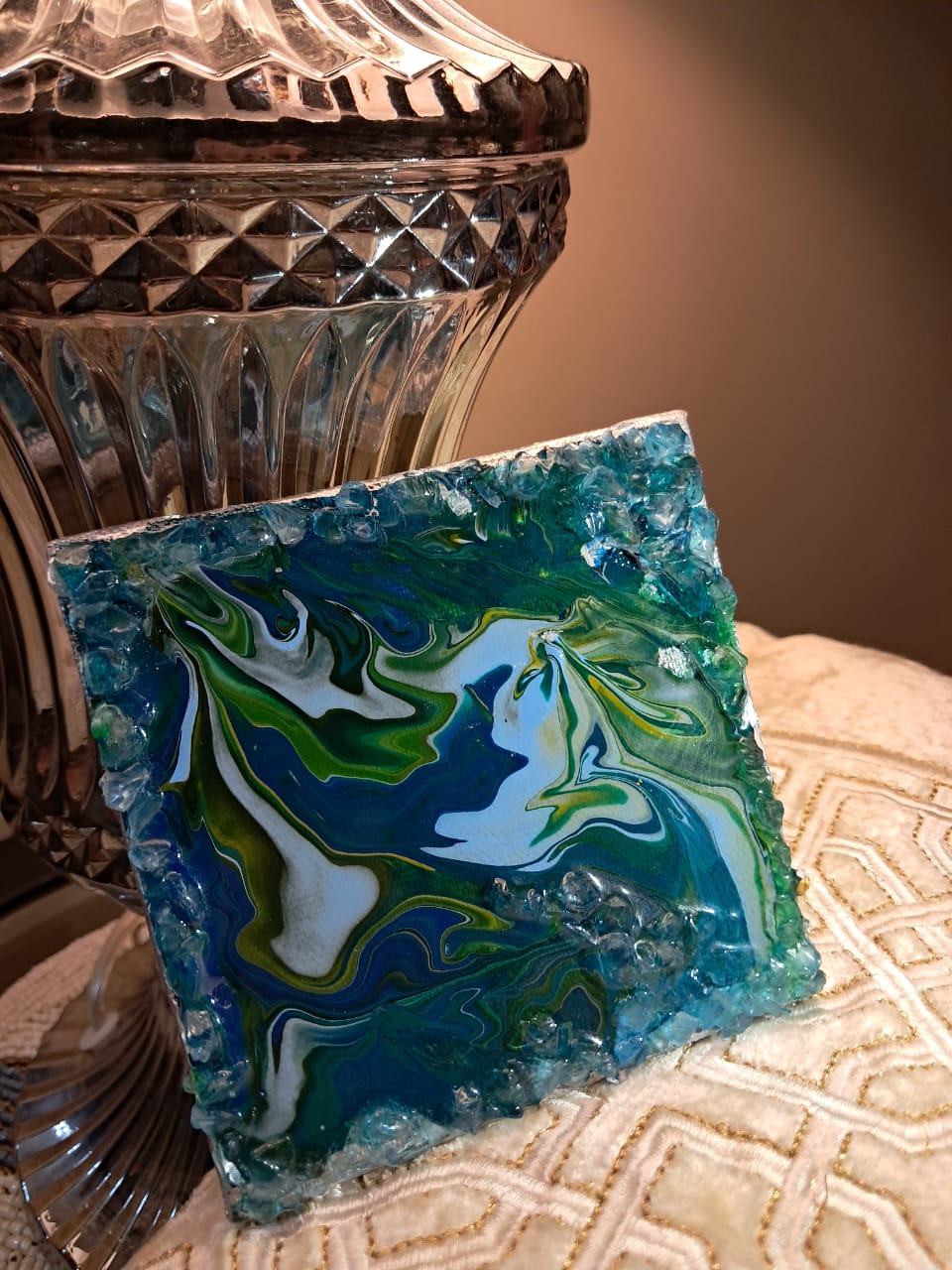 Handmade 4 Inch Resin Coaster | Fluid Art on Canvas | Luxury Home Décor - RESINVERSELUX- Where Art meets Soul