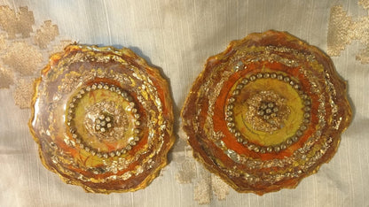 FESTIVE VANITY SET of 2 coaster/ base - RESINVERSELUX- Where Art meets Soul