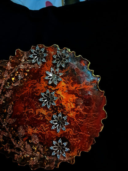 FESTIVE AGATE TRAY-ORANGE - RESINVERSELUX- Where Art meets Soul