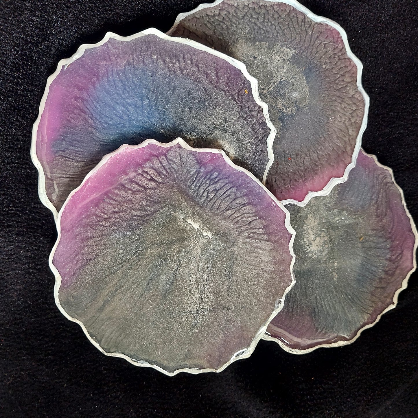 Deep Veins Resin Coaster – Pink, Grey Purple Agate Style (4 Inch) - RESINVERSELUX- Where Art meets Soul