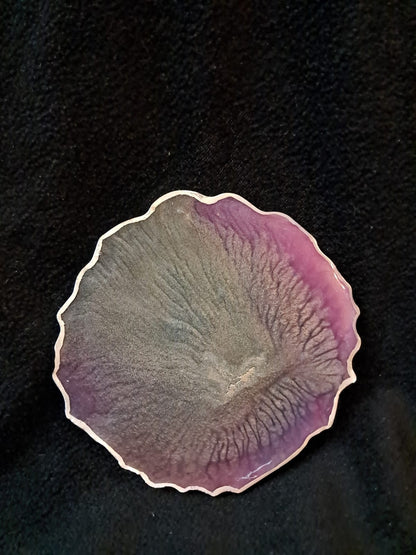 Deep Veins Resin Coaster – Pink, Grey Purple Agate Style (4 Inch) - RESINVERSELUX- Where Art meets Soul