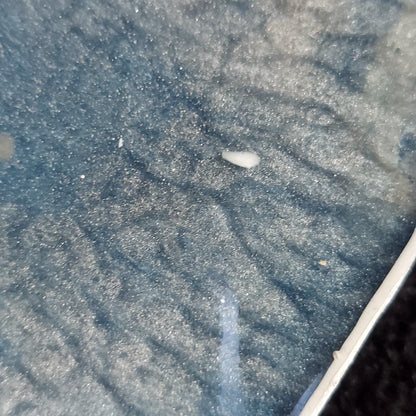 DEEP VEINS AGATE COASTER 4 INCH IN BLUE AND SILVER - RESINVERSELUX- Where Art meets Soul